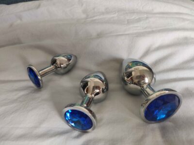 Plug inox diamant bleu